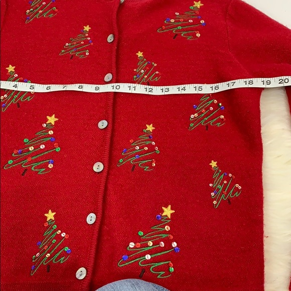 Karen Scott wool Christmas Trees button cardigan - Picture 5 of 6